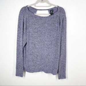 Champion Sweater Open Back Top Long Sleeve Purple Large